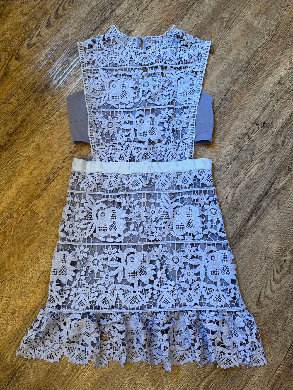 Goodnight Macaroon Lilac Crochet Lace Midi Dress
